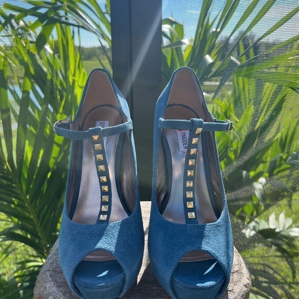 Steve Madden Blue Open Toe Heels - Picture 3 of 13